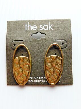 The Sak Textured Gold Tone Dangle Post Earrings Fashion Jewelry Recycled Metal